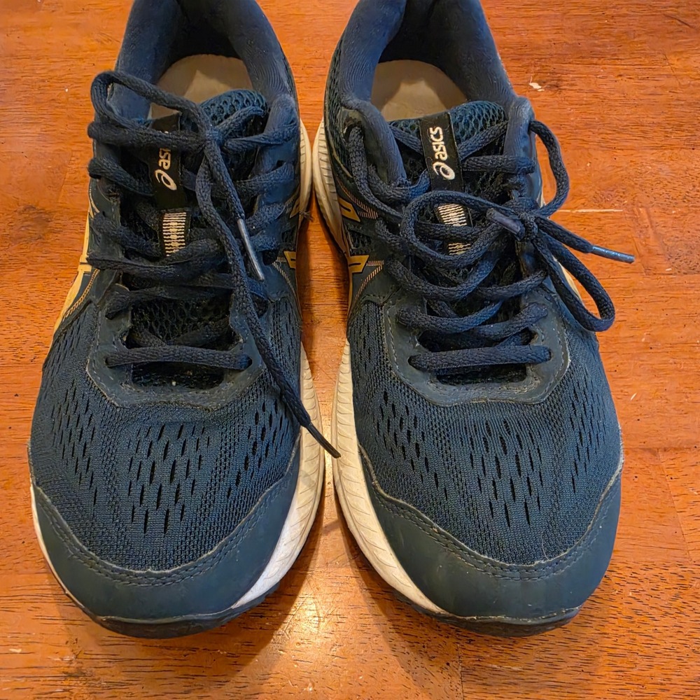 Asics Gel-Contend‎ 7 Running Shoes Mens 10 Navy Blue Gold Good Vionic Insoles